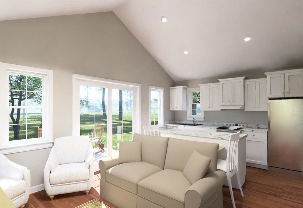 wl martin home designs plan 24650 tiny home kitchen living room